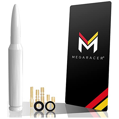 Mega Racer White 50 Cal Bullet Style Antena Para Camiones, A