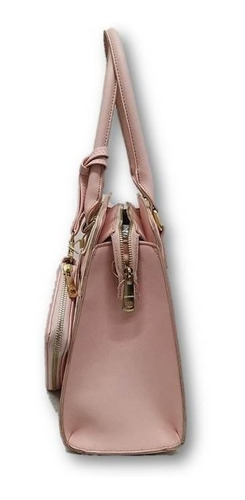 Imagen 3 de 5 de Bolso De Dama Con Cartera Satchel Rosa Bs3319