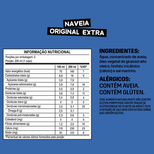 Naveia Leite Vegetal Original Extra Cremoso 1 Litro