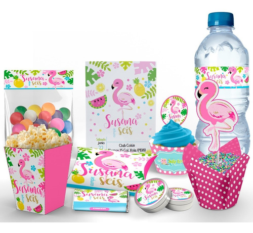 Kit Imprimible Flamingo Tropical