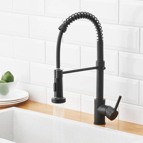 Torneira Cozinha Gourmet Misturador Monocomando Classi Preta Acabamento Mate Cor Preto