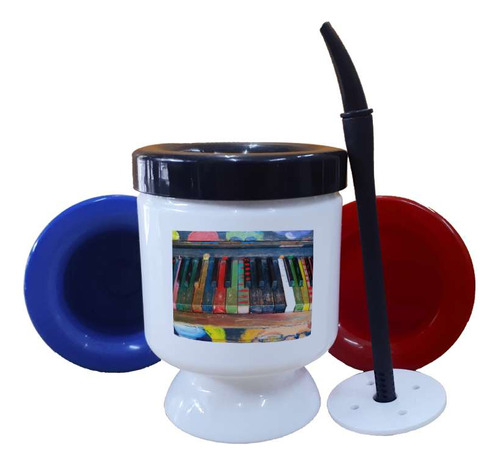 Mate Plastico Piano Teclas Pintadas Colores Artistico