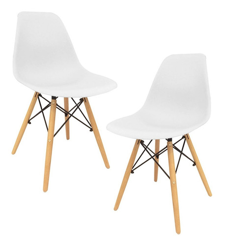 Set De 2 Sillas Eames Modernas Minimalistas Comedor Colores Color De La Estructura De La Silla Blanco