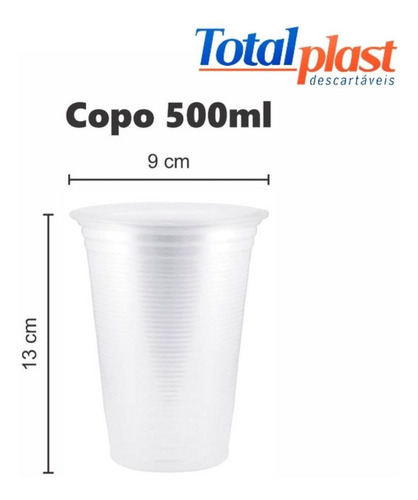 Vaso desechable de plástico Totalplast Transp, 500 ml, 50 onzas