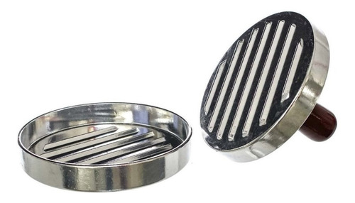 Modelador Prensa Hamburguer Aluminio Cabo Madeira Ø 11 Cm Cor Prateado Cabo Madeira