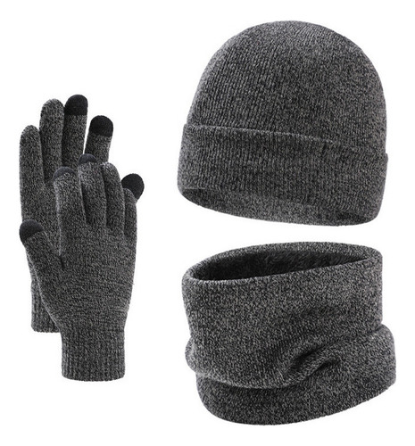 Gorro De Peluche De Invierno Cálido Conjunto De Tres Piezas