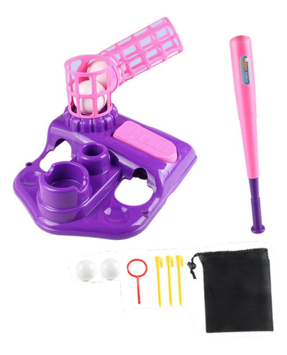 W Máquina Lanzadora Con 4 Pelotas Blandas Y Bate, Violeta