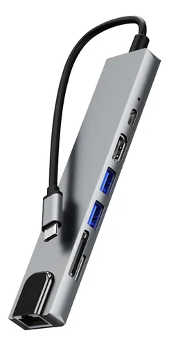 D Multipuertos De Adaptador De Concentrador Ethernet Tipo C,