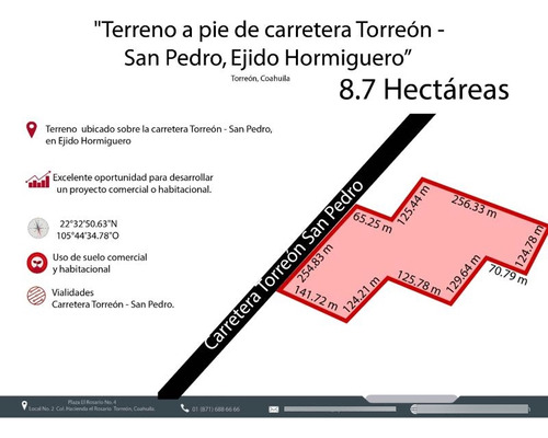 Terreno En Venta Frente A Carretera Torreon - San Pedro