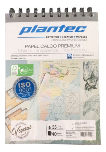 Block Para Calcar Plantec A4 40h 55grs Espiral Papel Vegetal