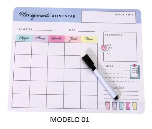 Imã Planner Lousa Magnética Planejamento Geladeira Recados