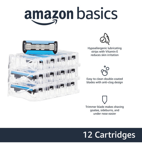 Razor Recarga 12 Cartuchos Amazon Basics De 5 Hojas Para