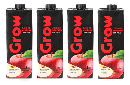 Jugo De Manzana Con Pulpa Grow 1 L X 4 Un