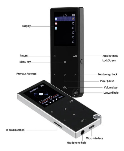 Reproductor De Música Bluetooth Mp3 Mp4 Fm Con Altavoz .
