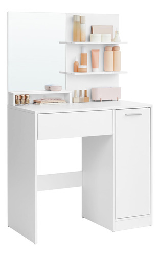 Tocador Mesa De Maquillaje Con Espejo Grande Y Cajón Blanco