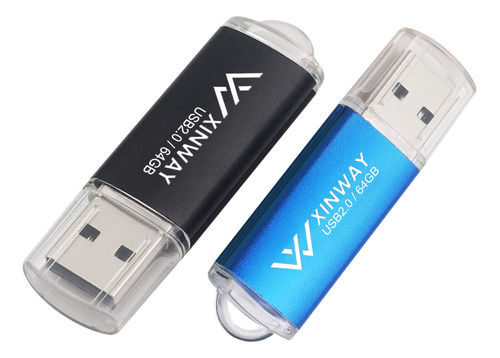 Memoria Usb 2.0 64 Gb Unidad 2 Color Mezclados: Negro Azul