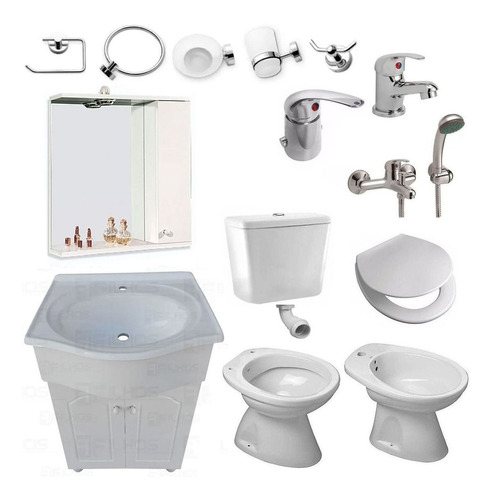 Juego De Baño Completo Griferia Inodoro Vanitory C105 Eg