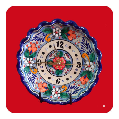 Imagen 1 de 2 de Reloj De Talavera Poblana Redondo Color Trad. 20 Cm M8 Rlj