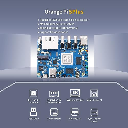 Orange Pi 5 Plus 16gb Lpddr4/4x Rockchip Rk3588 8-core