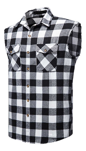 Camisa Casual De Celosía Doblada Sin Mangas Para Hombre M To