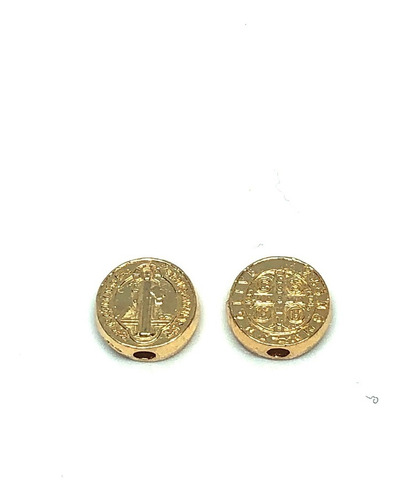 Imagen 2 de 2 de Medalla San Benito De Pewter Dorada 50 Piezas Para Bisuteria