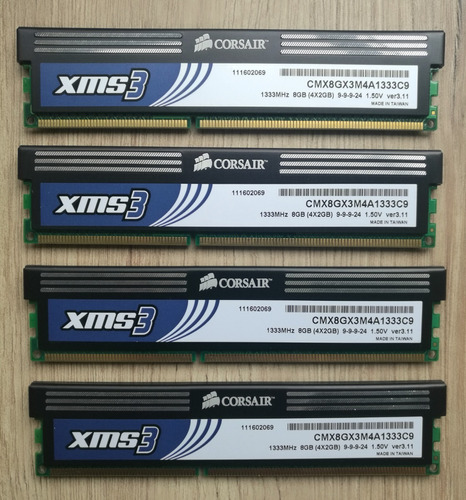 Kit Memoria Ram Corsair Xms3 8gb (4x2gb) Ddr3 1333mhz C9