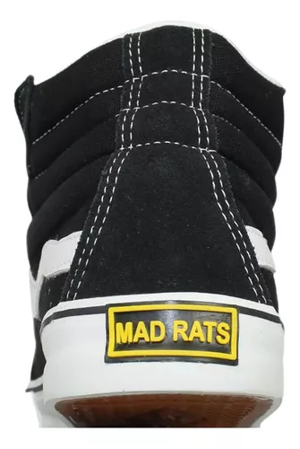 Tênis Mad Rats Top Skate Cano Alto Quadriculado - Preto