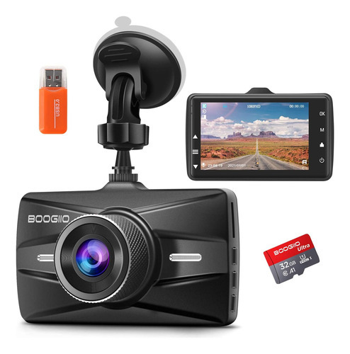 Dash Cam Frontal Con Tarjeta Sd 32g, Boogiio 1080p Fhd Ca