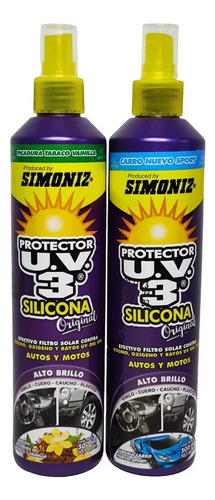 Silicona Spray Carros Motos Brillo Protector Uv Ambientador 