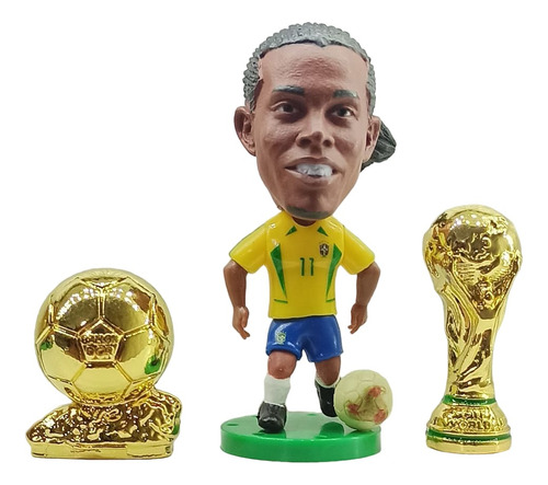 Kit Minicraque Ronaldinho Troféu Metal Copa Mundo E Bola Our