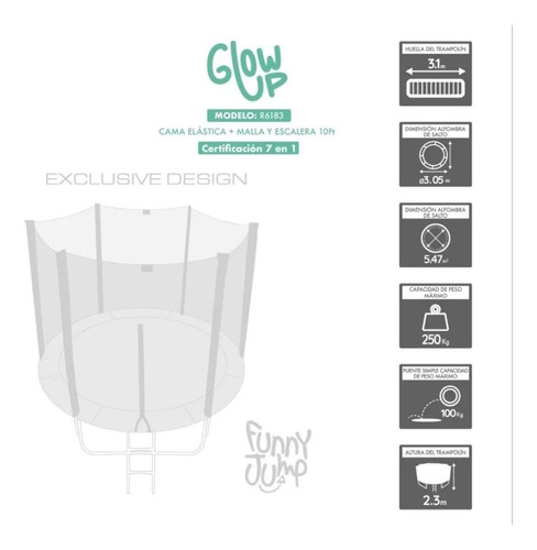 Arriendo Cama Elástica Glow Up 3,05 Mt Diámetro