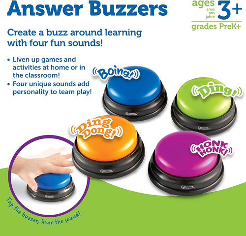 Juego 4x Botones Sonidos Buzzers Presiona Botón Sonido Color