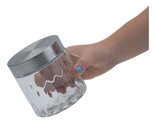 Pote Bolhas 800ml De Vidro Com Tampa Inox Redondo - Mozcada Cor Nude