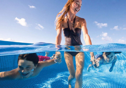 Piscina estructural rectangular Intex 28272 con capacidad de 3834 litros de 300cm de largo x 200cm de ancho azul diseño mosaico