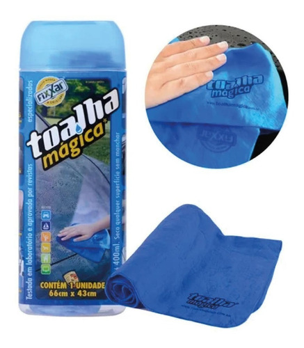 Imagem 1 de 5 de Toalha Mágica Limpa Seca Água Não Risca 66cm Fixxar Original