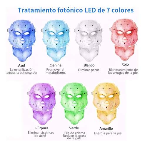 7 Colores Máscara Led Facial De Terapia Con Luz Led + Regalo