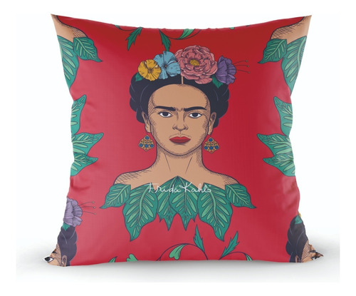 Almohadón Frida Kahlo Estampado Digital 45x45cm Color Rojo