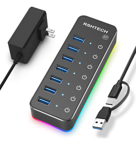 Rshtech Rsh-518r - Hub Usb 3.0/usb C Con Tira Led Rgb De 14 