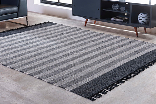 Tapete Indiano Kilim Mallani 1,50m X 2,00m Preto Niazitex