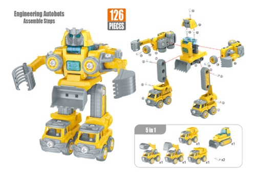 Transforme Robôs, 5 Em 1, Desmonte Veículos De Brinquedo