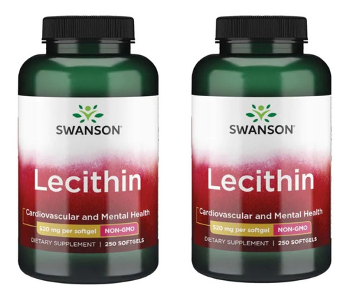 Lecitina Lecithin No Gmo 250sgel 520mg Pack 2x Envio Gratis