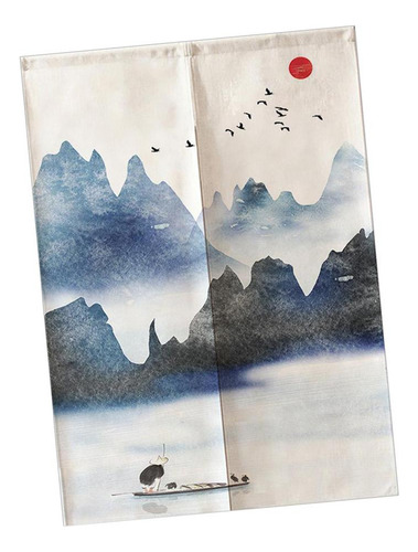 `· Cortinas De La Tapicería De Montañas Y Pájaros-85x150cm