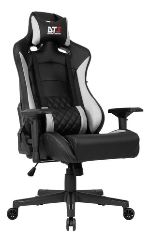 Cadeira de escritório DT3sports Ravena gamer ergonômica  preta e branca com estofado de couro sintético