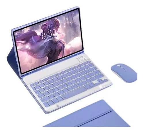 Capa De Teclado E Mouse Para Samsung Galaxy Tab S9 Fe 10.9 Cor Violeta
