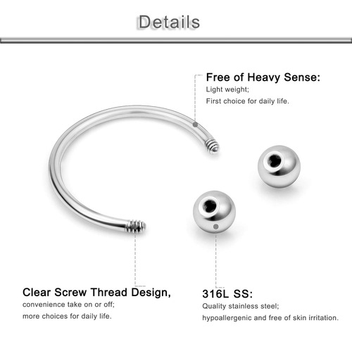 Yaalozei 20g Septum Nariz Anillo Piercing Joyería Labio Anil
