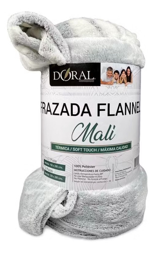 Frazada Flannel Mali Embossed 1.5 Plazas Blanco Gris - Sc