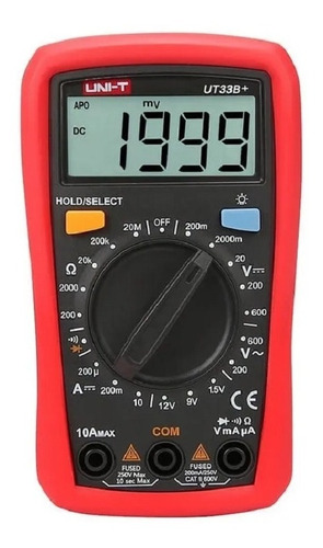 Multímetro Tester Digital Uni-t Ut 33b+ Luz Diodos Profesion