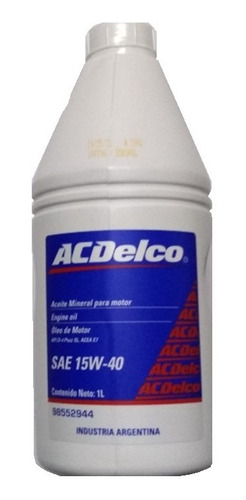 15w40 Aceite Acdelco Sl/ Ci-4 Plus Mineral- 1 Litro