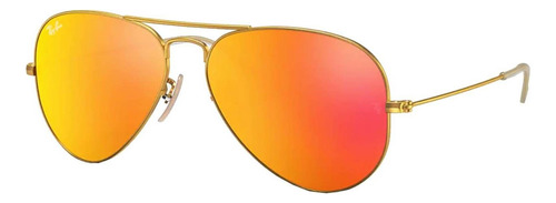 Anteojos de sol Ray-Ban Aviator Flash Lenses Standard con marco de metal color polished gold, lente orange de cristal flash, varilla polished gold de metal - RB3025