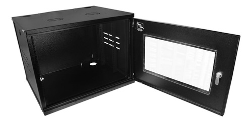 Mini Rack 8u X 470mm Com Visor Acrílico Dvr Cftv Ti 19 Preto